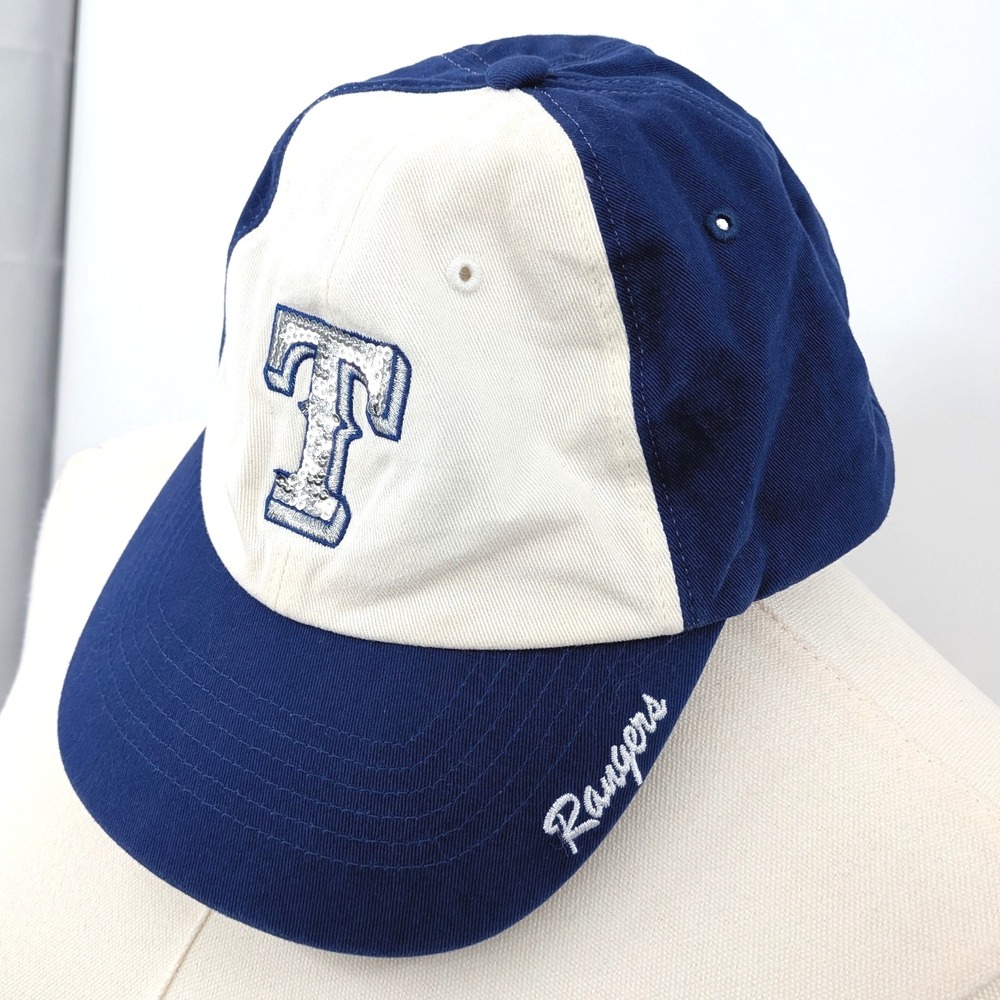 Texas Rangers Fan Favorite Sequin Logo‎ Hat Blue & White Adjustable